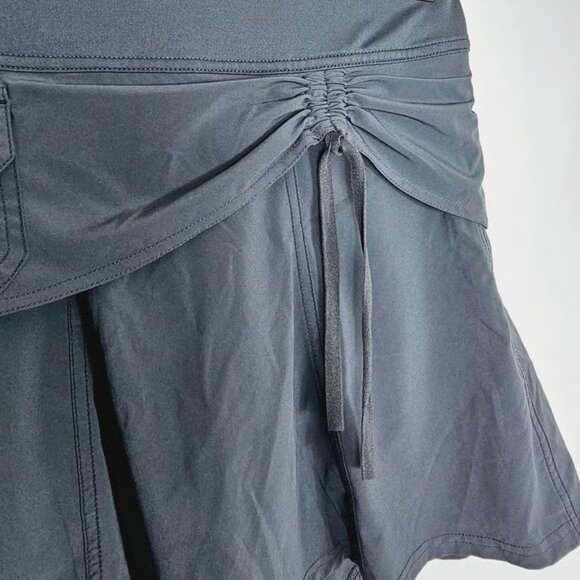Athleta Womens Skirt Black Wherever Double Layered Skort Tiered Ruched 4P - Picture 2 of 3